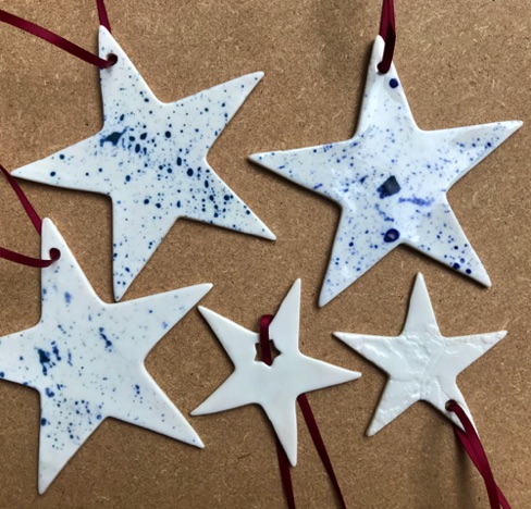 Large and small porcelain stars £6 and £3 each